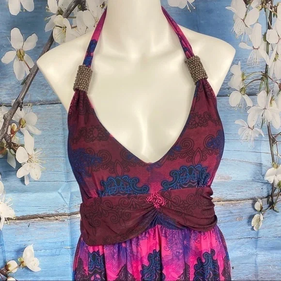 Lagaci Women's Mini Halter Dress Beaded Beach - Picture 2 of 11